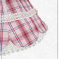 Scalloped tartan check jumper skirt & ribbon comb set