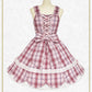 Scalloped tartan check jumper skirt & ribbon comb set