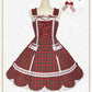 Scalloped tartan check jumper skirt & ribbon comb set