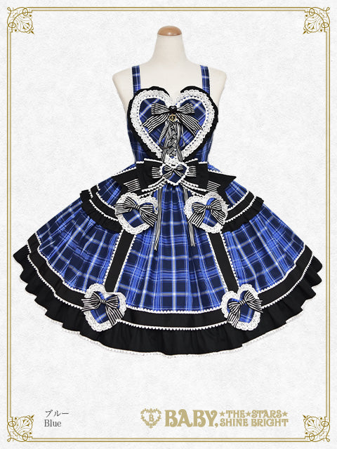 [Pre-order] Sweet Wing Tartan Check Jumper Skirt