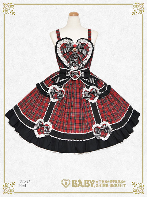 [Pre-order] Sweet Wing Tartan Check Jumper Skirt