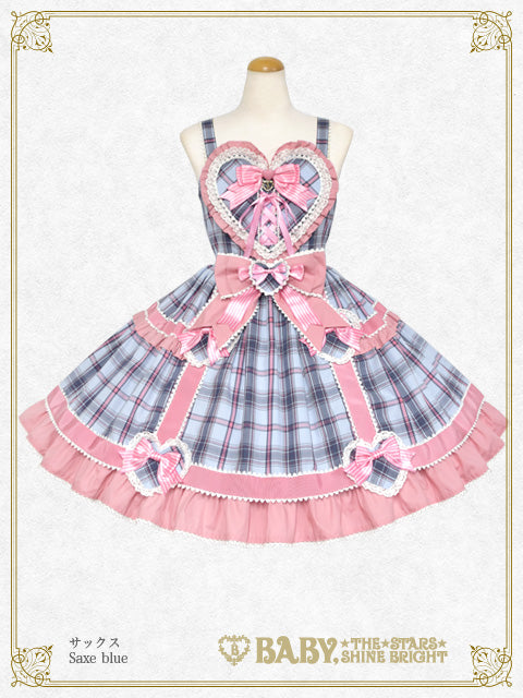 [Pre-order] Sweet Wing Tartan Check Jumper Skirt