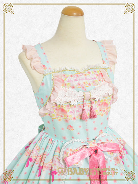 Hanamomo Shangri-La pattern ribbon jumper skirt
