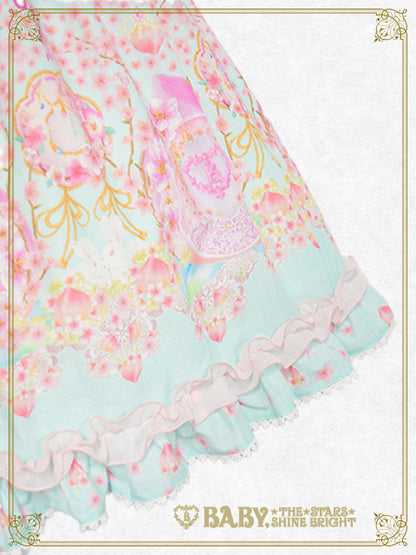 はなもも Shangri-La柄リボンジャンパースカート