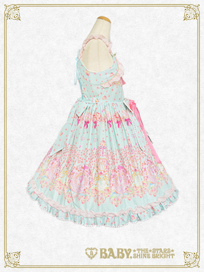 はなもも Shangri-La柄リボンジャンパースカート