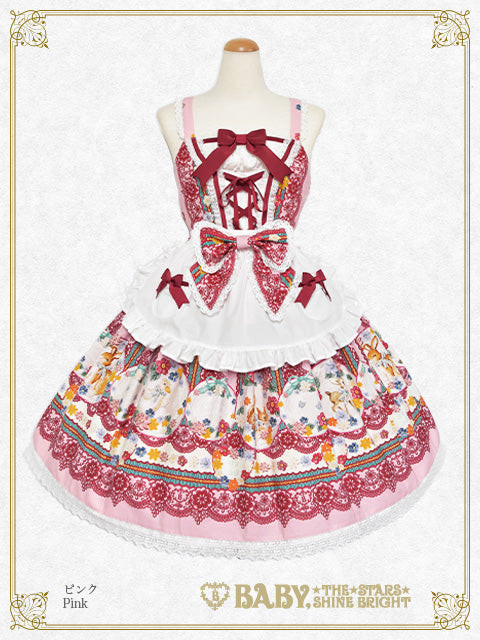 [Pre-order] Pastoral Decoration Palette Apron Jumper Skirt