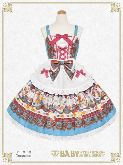 Pastoral Decoration Palette柄エプロンジャンパースカート