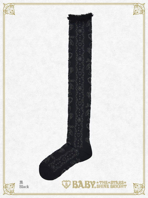 Kumya-chan’s Strawberry Garden lace pattern over knee socks