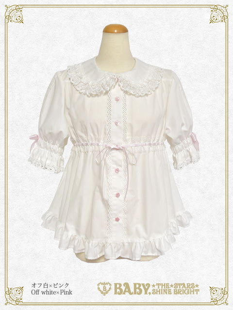 [Pre-order] Bunny ear half sleeve baby doll blouse