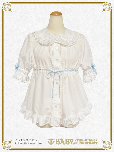 [Pre-order] Bunny ear half sleeve baby doll blouse