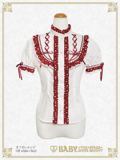 Milky Dot♡立ち襟半袖ブラウス