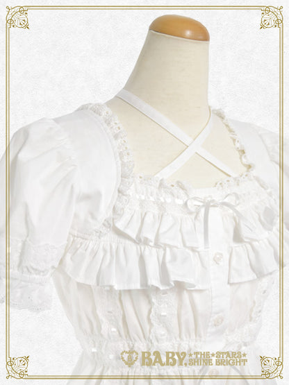 ２段フリル半袖ブラウス