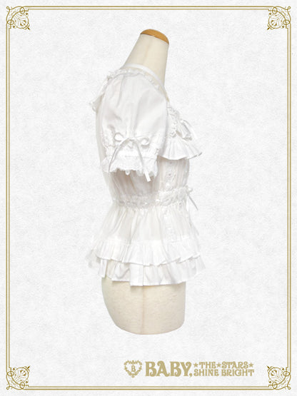 ２段フリル半袖ブラウス