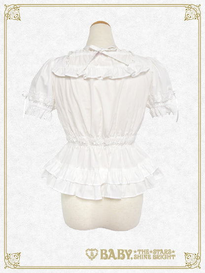 ２段フリル半袖ブラウス