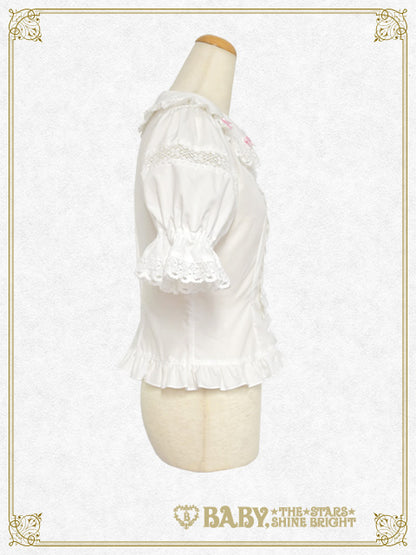 ミニリボン五分袖ブラウス