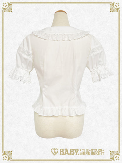 ミニリボン五分袖ブラウス