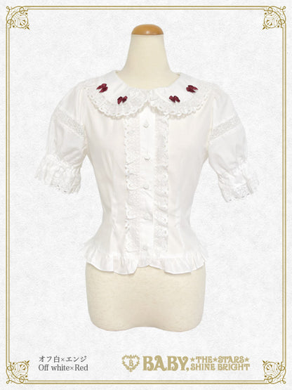 ミニリボン五分袖ブラウス