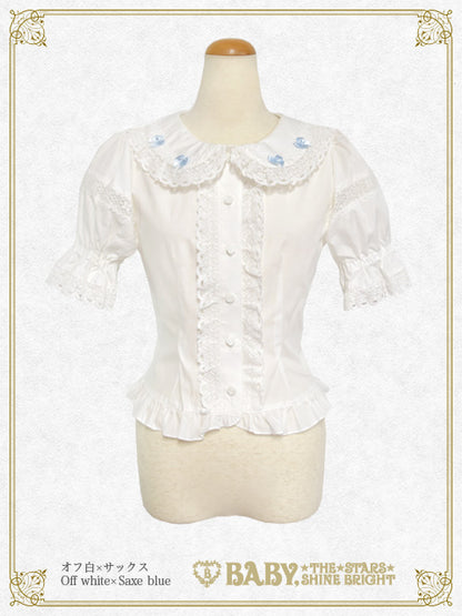 ミニリボン五分袖ブラウス