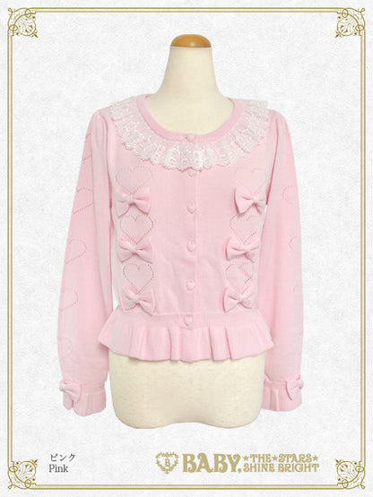 Usakumya lace heart and ribbon cardigan
