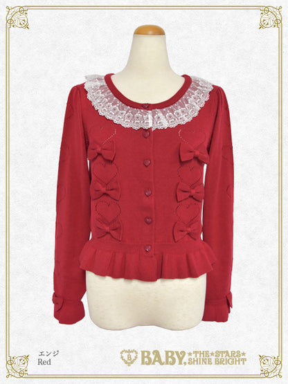 Usakumya lace heart and ribbon cardigan