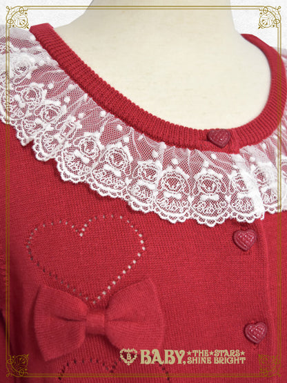 Usakumya lace heart and ribbon cardigan