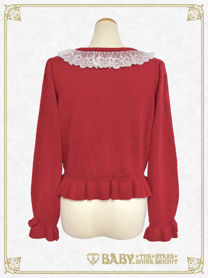 Usakumya lace heart and ribbon cardigan