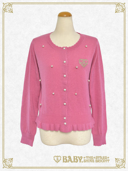 ファー衿付きパールカーディガン