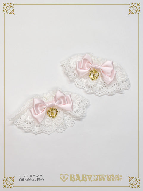 サテンリボンの綿レースお袖とめ