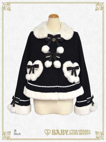 ポンポンリボンショートコート