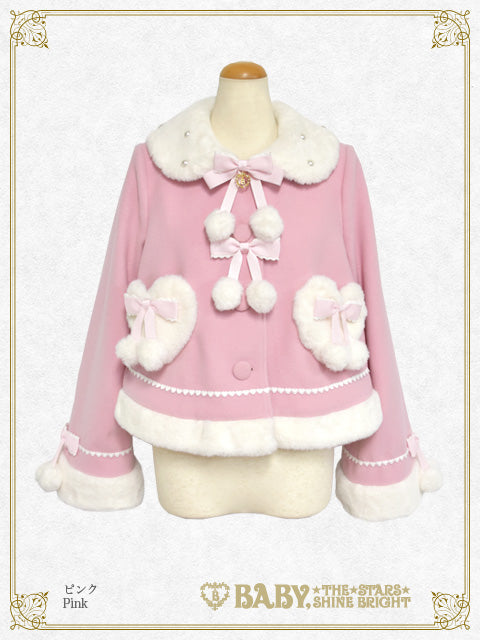 ポンポンリボンショートコート