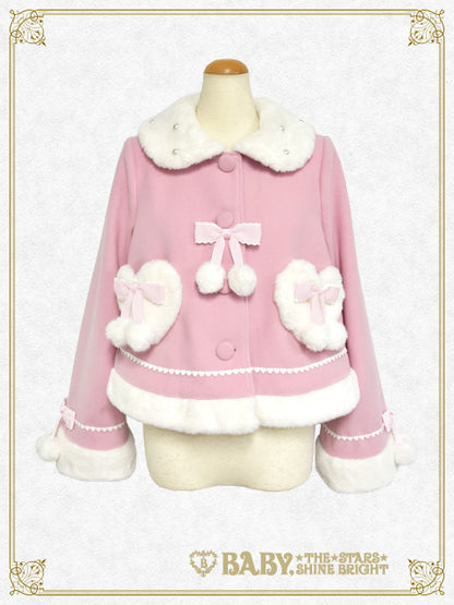 ポンポンリボンショートコート