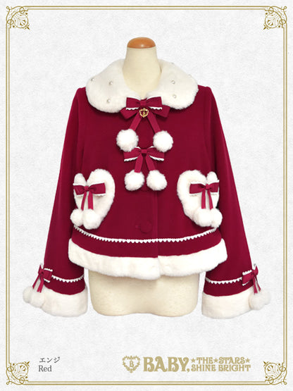 ポンポンリボンショートコート