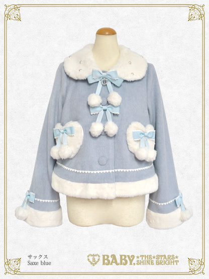 ポンポンリボンショートコート