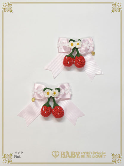 [Pre-order] Swinging Strawberry Garden Ribbon Clip