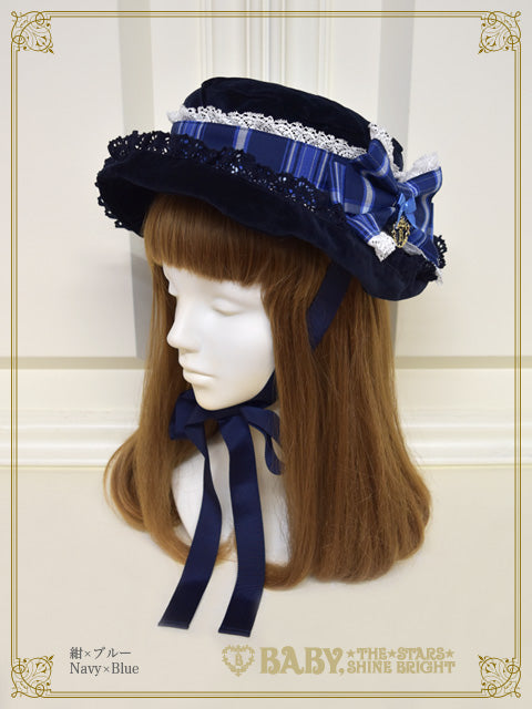 [Pre-order] Mary Stuart Velveteen＆Tartan Check Hat