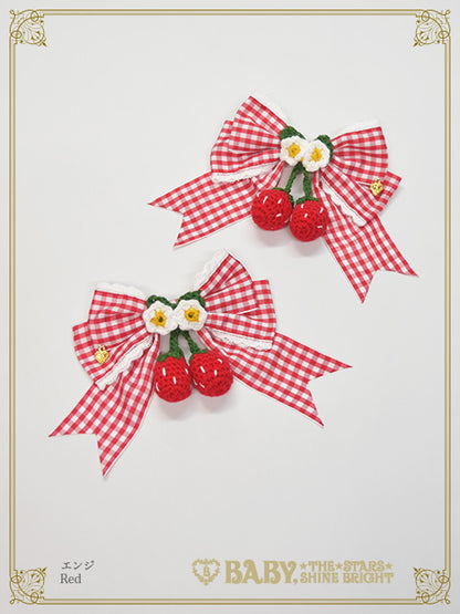 Swinging Strawberry's Happy Berry Present Gingham Ribbon Clip