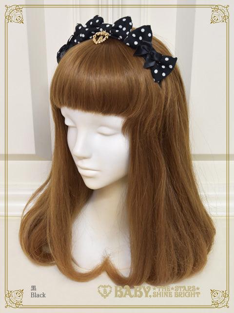 Dot twill three-ribbon headband