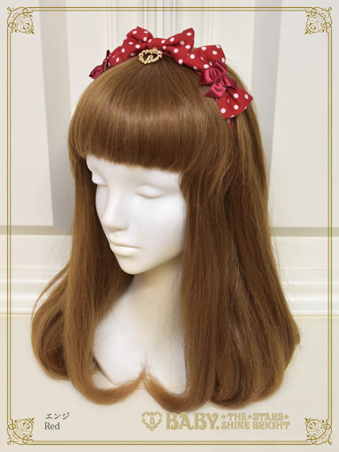 Dot twill three-ribbon headband