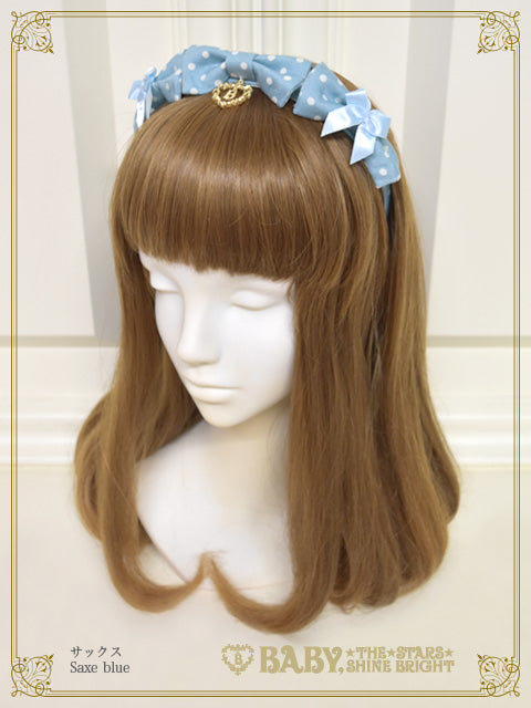 Dot twill three-ribbon headband