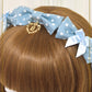 Dot twill three-ribbon headband