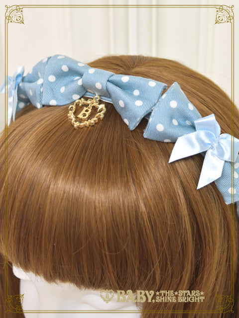 Dot twill three-ribbon headband