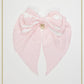 Fluffy Gingham Heart Ribbon Barrette