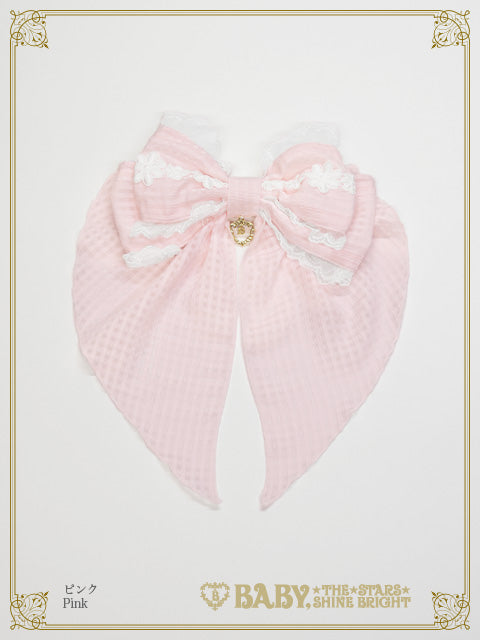 【予約】Fluffy Gingham Heart リボンバレッタ