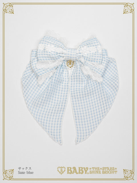 【予約】Fluffy Gingham Heart リボンバレッタ