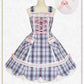 裾スカラップタータンチェックジャンパースカート＆リボンコームセット