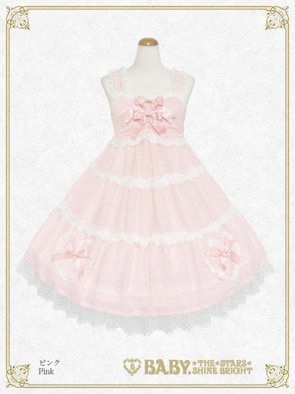 Fluffy Gingham Heart Baby Doll Jumper Skirt