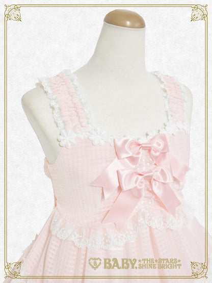 Fluffy Gingham Heart Baby Doll Jumper Skirt