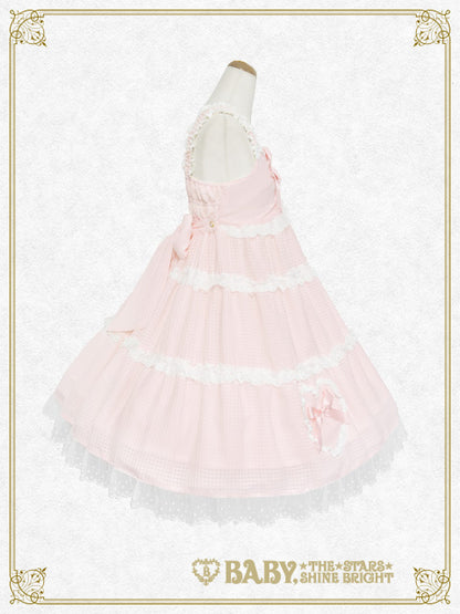 Fluffy Gingham Heart Baby Doll Jumper Skirt