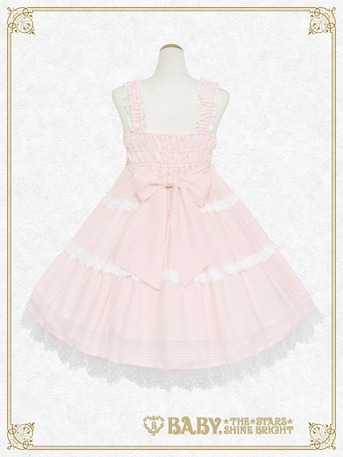 Fluffy Gingham Heart ベビードールジャンパースカート – BABY