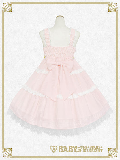 Fluffy Gingham Heart Baby Doll Jumper Skirt